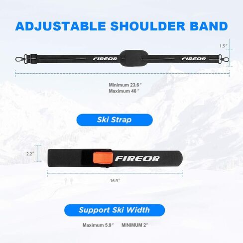 FIREOR Ski Carrier Strap, Snowboard, Pole and Boot Carry Sling Band Kit for Family Men Women & Kids, Skiing Accessories Gifts in Saudi Arabia