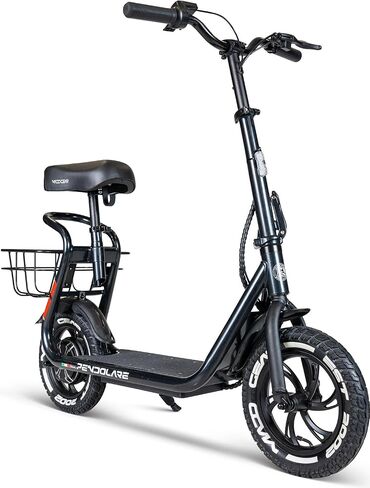 سكوتر كهربائي بمقعد للبالغين والمراهقين - إطارات هوائية مقاس 12 بوصة، محرك 450 واط، بطارية 48 فولت - ما يصل إلى 18.5 ميل في الساعة ونطاق 18 ميل - سكوتر إلكتروني قابل للطي - Madd Gear Pendolare in Kuwait