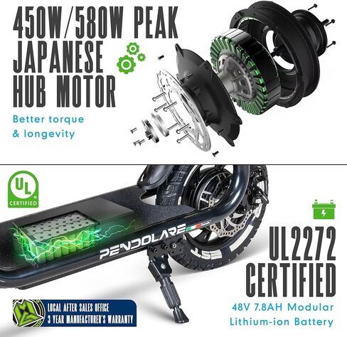 سكوتر كهربائي بمقعد للبالغين والمراهقين - إطارات هوائية مقاس 12 بوصة، محرك 450 واط، بطارية 48 فولت - ما يصل إلى 18.5 ميل في الساعة ونطاق 18 ميل - سكوتر إلكتروني قابل للطي - Madd Gear Pendolare in Kuwait