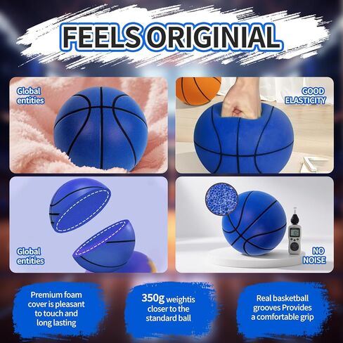 Official Silent Basketball Size 7 (29.5"),Dribble Dream Upgraded Indoor Basketball & High Bounced Airless Ball Soundless for Quiet Dribbling and Indoor Training in Kuwait