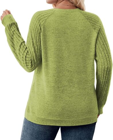 Womens Plus-Size Sweatshirts Casual Raglan Long Sleeve Pullover Tops Oversized Dressy Crewneck Shirts XL-5XL in Saudi Arabia