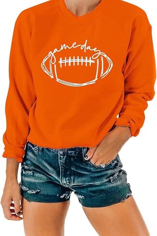 المرأة لعبة يوم البلوز كرة القدم الرسم طباعة البلوز طويلة الأكمام Crewneck عارضة أعلى القمصان خريف شتاء in Saudi Arabia