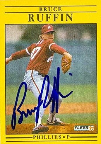 Bruce Ruffin autographed Baseball Card (Philadelphia Phillies) 1991 Fleer #411 - Autographed Baseball Cards in Saudi Arabia