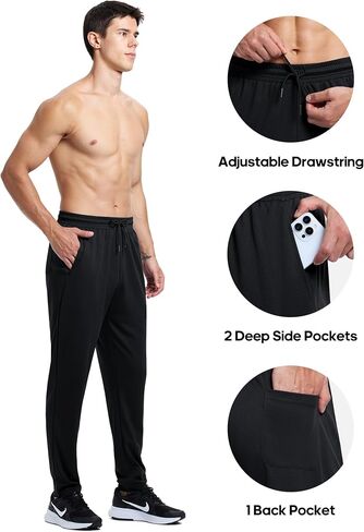 Men's Sweatpants Athletic Workout Pants Lightweight Quick Dry Mesh Gym Running Lounge Pants with Pockets in Saudi Arabia