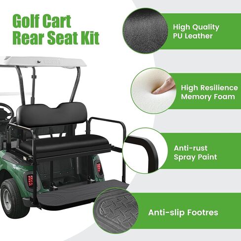 10L0L Golf Cart Rear Flip Seat Kit for EZGO RXV/Freedom RXV Gas and Electric Model 2008-up - Black/Tan in Saudi Arabia