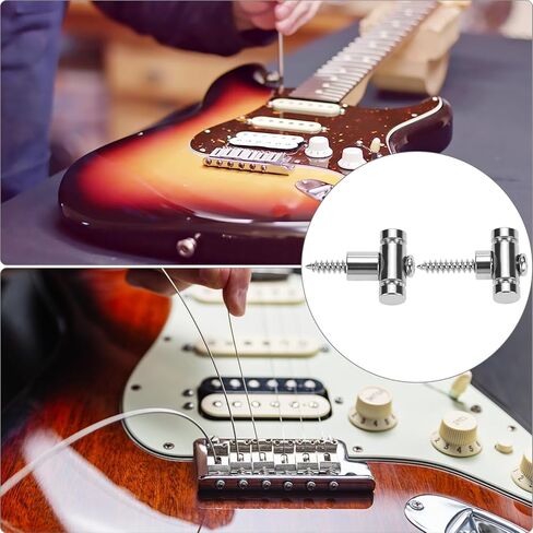 QWORK Guitar Roller String Retainers, 4 Pieces Alloy Chrome String Guides, Strings Trees Replacement (Silver) in Kuwait