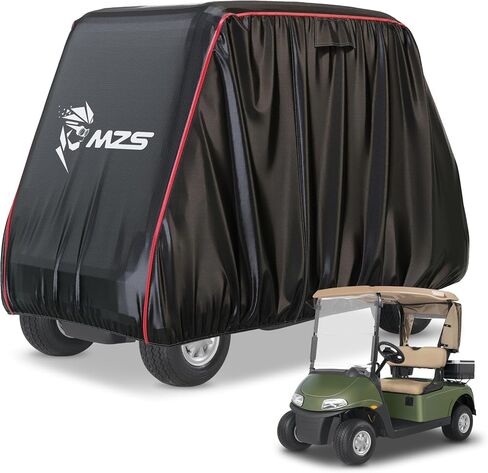 MZS Golf Cart Cover Compatible with 2/4/4+2 Passenger Car, Heavy Duty 600D Waterproof Golf Cart Covers Outdoor Accessories with Zipper Cotton Wind Sun Rain Proof Reflective Vents in Saudi Arabia