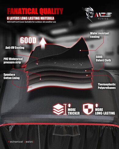MZS Golf Cart Cover Compatible with 2/4/4+2 Passenger Car, Heavy Duty 600D Waterproof Golf Cart Covers Outdoor Accessories with Zipper Cotton Wind Sun Rain Proof Reflective Vents in Saudi Arabia