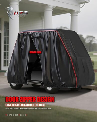 MZS Golf Cart Cover Compatible with 2/4/4+2 Passenger Car, Heavy Duty 600D Waterproof Golf Cart Covers Outdoor Accessories with Zipper Cotton Wind Sun Rain Proof Reflective Vents in Saudi Arabia