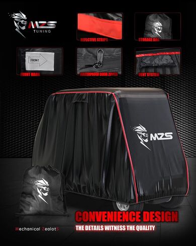 MZS Golf Cart Cover Compatible with 2/4/4+2 Passenger Car, Heavy Duty 600D Waterproof Golf Cart Covers Outdoor Accessories with Zipper Cotton Wind Sun Rain Proof Reflective Vents in Saudi Arabia