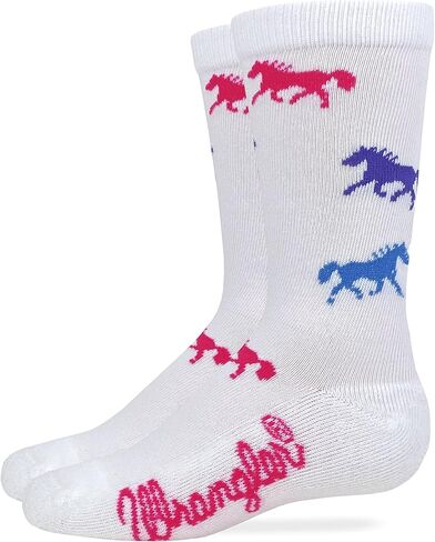 Wrangler Youth Girls Ultra Dri Horse Pattern Crew Socks 1 Pair Pack in Saudi Arabia