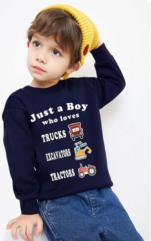 Tkria Just A Boy Who Loves Garbage Truck Sweatshirts Toddler Train Shirt Monster Truck Clothes Kids Christmas Tee Top 2-12T in Saudi Arabia
