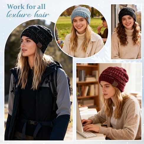 Satin Lined Beanie Women-Winter Hats for Women Silk Lined Slouchy Cute Beanie for Winter Warm Knit Ski Hat in Saudi Arabia