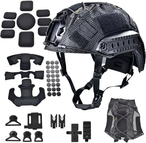 Airsoft Fast Helmet Set with Cover ，Tactical Paintball Helmet Internal Memory Foam Protective Pad Adjustable Size for Adult and Teenager in Saudi Arabia