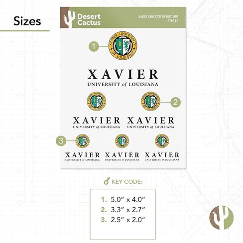 Desert Cactus Xavier University Sticker of Louisiana Gold XULA Vinyl Decals Laptop Water Bottle Car Scrapbook Sheet T3 (Type 3-1) in Saudi Arabia