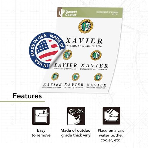 Desert Cactus Xavier University Sticker of Louisiana Gold XULA Vinyl Decals Laptop Water Bottle Car Scrapbook Sheet T3 (Type 3-1) in Saudi Arabia