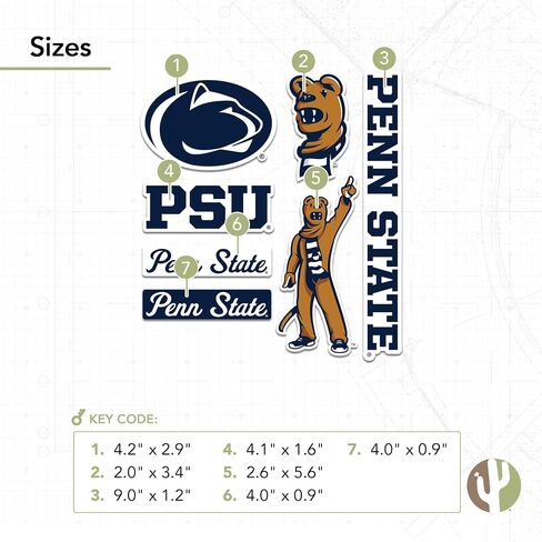 Desert Cactus The Pennsylvania State University Sticker Penn State PSU Nittany Lions Sticker Vinyl Decals Laptop Water Bottle Car T2 (Type 2-6) in Saudi Arabia