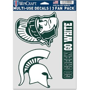 ملصق WinCraft NCAA Michigan State University MSU Spartans متعدد الاستخدام مكون من 3 مراوح، ألوان الفريق، ورقة مقاس 5.5 بوصة × 7.75 بوصة in Kuwait