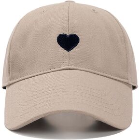 Heart Embroidered Baseball Cap, Cotton Adjustable Hat for Women Mom Hat Plain Cap in Saudi Arabia