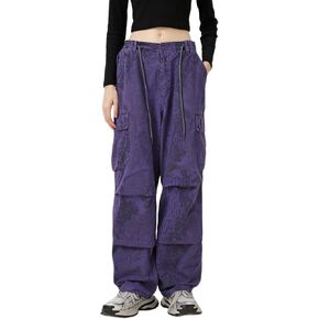 Unisex Baggy Cargo Pants–100% Cotton Wide Leg Work&Hiking Trousers, Vintage High-Waisted Straight Fit in Saudi Arabia