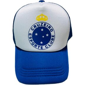 قبعة سائق الشاحنة Cruzeiro Esporte Clube Soccer (Cruzeiro Boné Azul e Branco)، قبعة شبكية باللونين الأزرق والأبيض، شعار الفريق in Kuwait