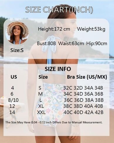 Women's Two-Piece Swimsuit High Waisted Bikini Set with Cross Front Halter Top,Floral Print Suitable for Seaside in Saudi Arabia
