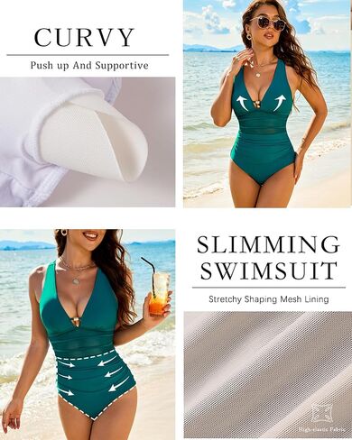 DaiLiWei Women One Piece Swimsuit Tummy Control Slimming Bathing Suit Shapwear Modest Swim Suits Full Coverage Swimwear in Kuwait