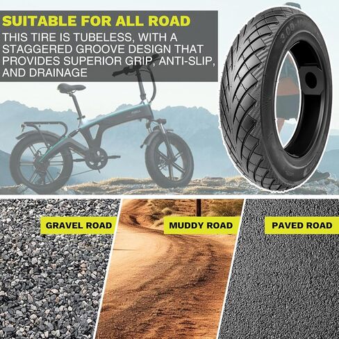 إطار الدراجة الإلكترونية 3.0-10 - إطار مفرغ مقاوم للثقب مع جذع صمام وأداة أساسية، قبضة ممتازة للرصيف الحضري in Saudi Arabia