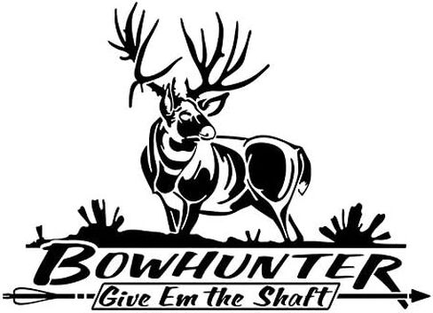 Bowhunter Mule Deer Hunting Automotive Window Decal (White) in Saudi Arabia