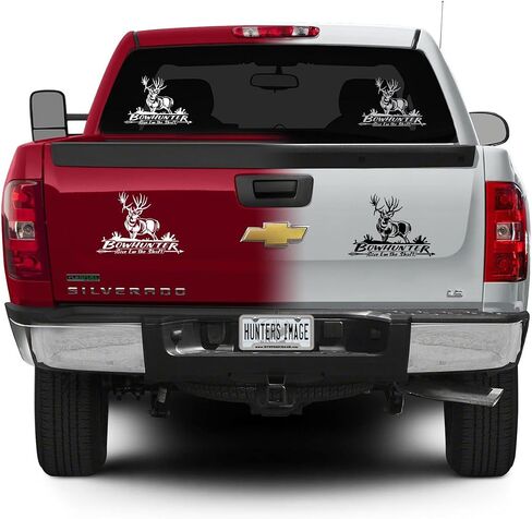 Bowhunter Mule Deer Hunting Automotive Window Decal (White) in Saudi Arabia