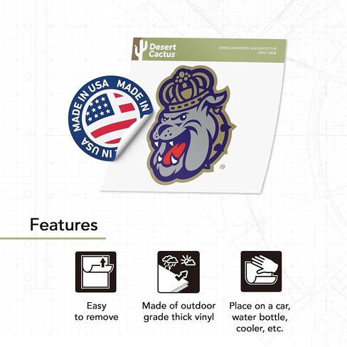 صبار الصحراء جيمس ماديسون جامعة JMU Dukes ملصق حائط من الفينيل‏ للكمبيوتر المحمول زجاجة ماء سيارة سجل القصاصات ملصق (IND 006) in Saudi Arabia