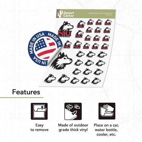 Desert Cactus Northern Illinois University Sticker NIU Huskies Sticker Vinyl Decals Laptop Water Bottle Car Scrapbook T1 (Type 1-1) in Saudi Arabia