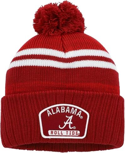 Officially Licensed University Alabama Cuffed Knit Pom Beanie Hat Classic Edition Team Logo Crimson Cap in Saudi Arabia