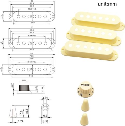 FJ&Band Electric Guitar Strat Pickup Covers (Set of 3) - Plastic Single Coil Pickup Covers for Stratocaster | Compatible with USA/Mexico/Squier Strat Electric Guitar in Saudi Arabia