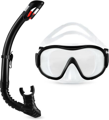 Amazon Basics Snorkel mask with Carry Bag, Snorkeling Gear for Adults, Black in Saudi Arabia