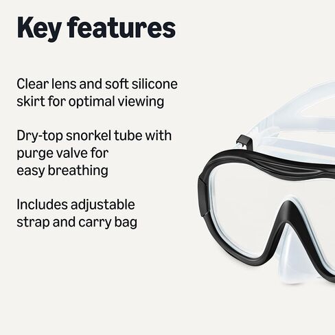 Amazon Basics Snorkel mask with Carry Bag, Snorkeling Gear for Adults, Black in Saudi Arabia