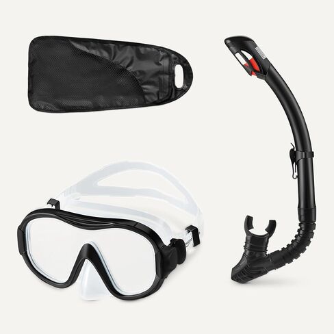 Amazon Basics Snorkel mask with Carry Bag, Snorkeling Gear for Adults, Black in Saudi Arabia