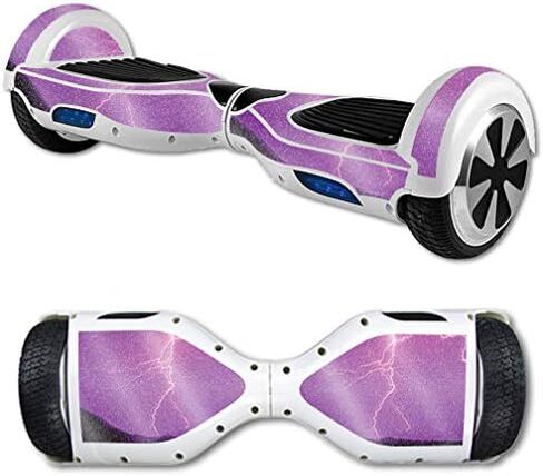 MightySkins Glossy Glitter Skin for Self Balancing Mini Scooter Hover Board - Purple Lightning | Protective, Durable High-Gloss Glitter Finish | Easy to Apply, Remove | Made in The USA in Saudi Arabia