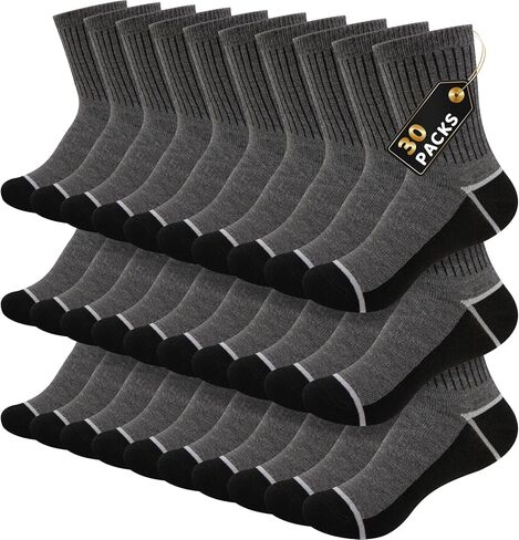 Boys Crew Socks 30 Pairs Bulk Pack - Athletic Sock For Little Boys 4-12 Years, Breathable Thin Black/White Kids Sock in Saudi Arabia