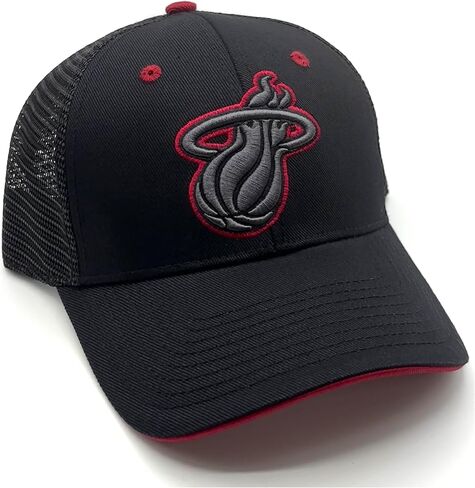 Officially Licensed Miami Basketball Mesh Trucker Black MVP Hat Classic Adjustable Primary Heat Team Embroidered Logo Structured Snapback Sports Cap in Saudi Arabia