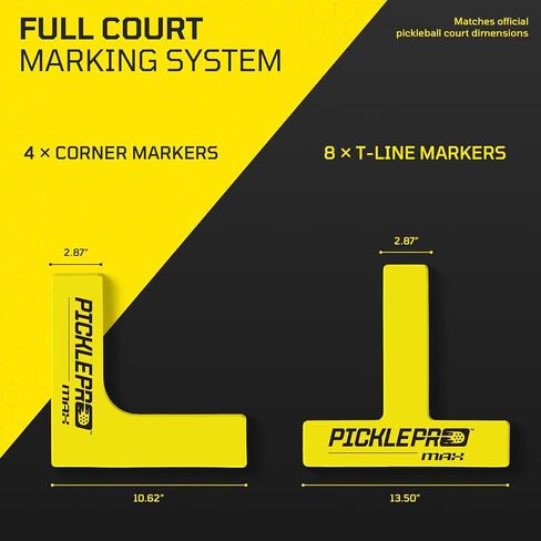 PicklePro CourtMark PVC Set – Pickleball Court Marking Kit - Non-Slip PVC Markers – 12-Piece Portable Line System for Indoor & Outdoor Pickleball Courts – Easy, Tool-Free Setup for Training or Matches in Saudi Arabia