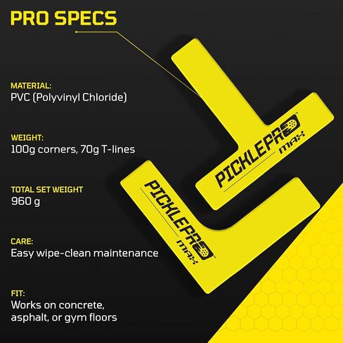 PicklePro CourtMark PVC Set – Pickleball Court Marking Kit - Non-Slip PVC Markers – 12-Piece Portable Line System for Indoor & Outdoor Pickleball Courts – Easy, Tool-Free Setup for Training or Matches in Saudi Arabia