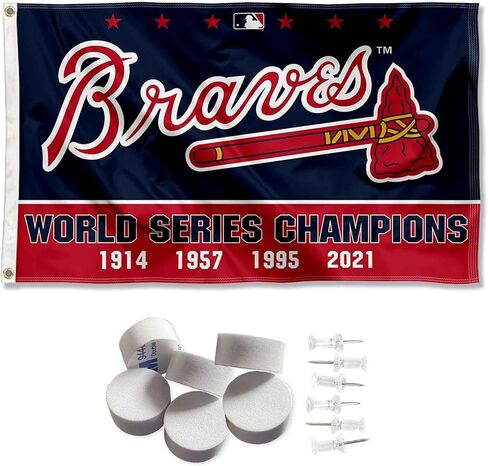 WinCraft Atlanta Braves 4 Time Champions Banner and Tapestry Wall Tack Pads in Saudi Arabia