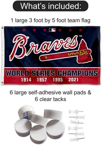 WinCraft Atlanta Braves 4 Time Champions Banner and Tapestry Wall Tack Pads in Saudi Arabia