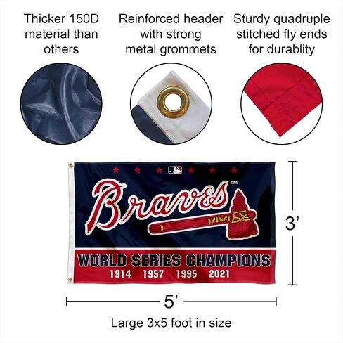 WinCraft Atlanta Braves 4 Time Champions Banner and Tapestry Wall Tack Pads in Saudi Arabia