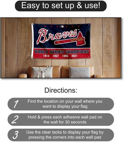WinCraft Atlanta Braves 4 Time Champions Banner and Tapestry Wall Tack Pads in Saudi Arabia