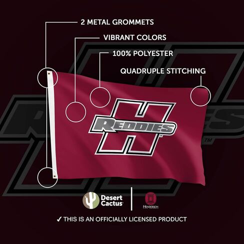 Desert Cactus Henderson State University HSU Flag - 3 x 5 Feet Reddies Banner, Indoor/Outdoor Durable Fabric, 100% Polyester Design (Style 1) in Saudi Arabia