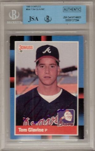 Tom Glavine Signed 1988 Donruss Rookie Card JSA Authentic Beckett Slabbed Y46623 - Baseball Slabbed Autographed Cards in Saudi Arabia