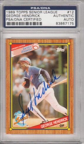 George Hendrick 1989 Topps Senior League Signed AUTOGRAPH PSA DNA - Baseball Slabbed Autographed Cards in Saudi Arabia