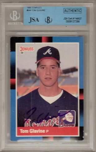Topps Tom Glavine Signed 1988 Donruss Rookie Card Jsa Authentic Beckett Slabbed Y46627 - Baseball Slabbed Autographed Cards in Saudi Arabia